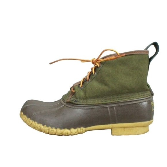 L.L. Bean Shoes - LL BEAN Green Canvas Lace Up Insulated Duck Boots Size 9